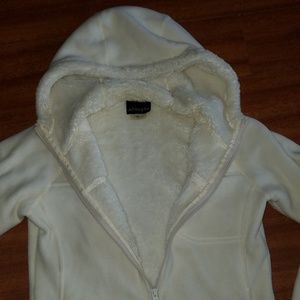 White Fleece Jacket with Hood